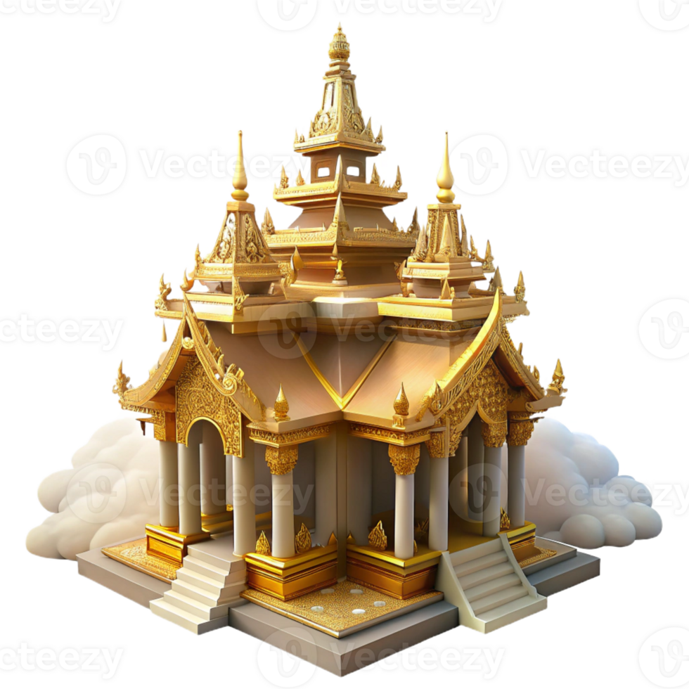 serene modern A Traditional Thai Temple with Intricate original png