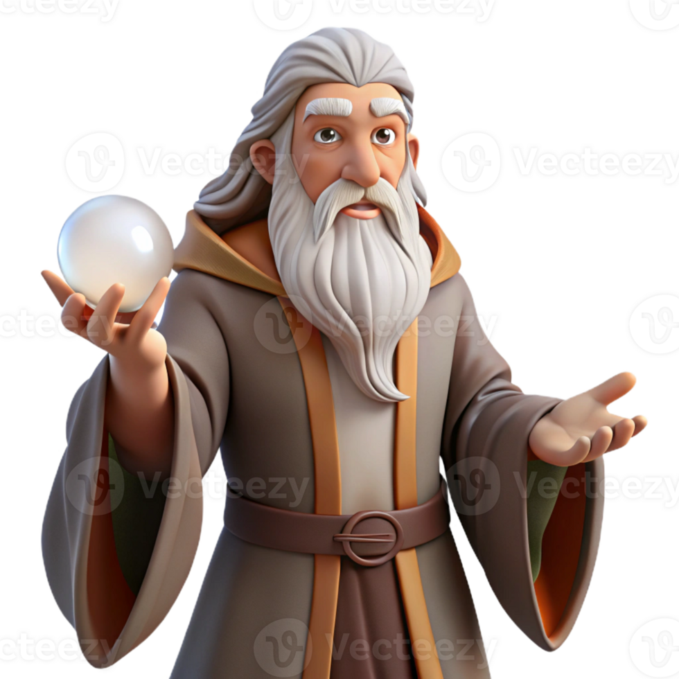 impressive contemporary A Wise Old Wizard with a Long White Beard high resolution png