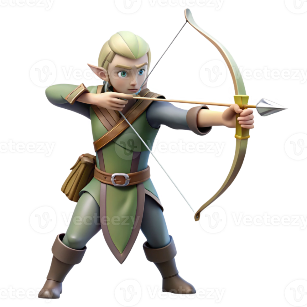 stunning creative A Graceful Elven Archer with Pointed Ears premium png
