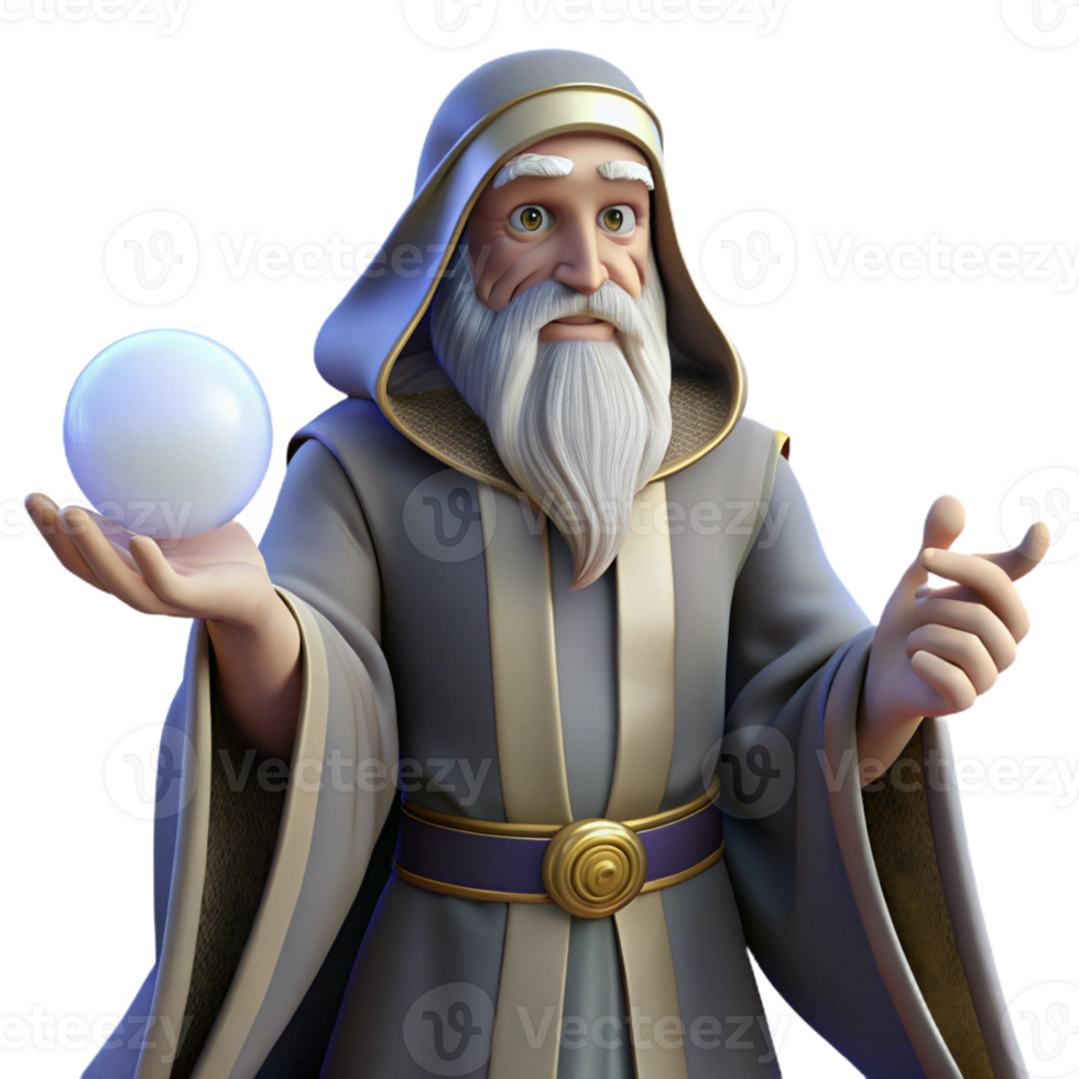 impressive vintage A Wise Old Wizard with a Long White Beard genuine png