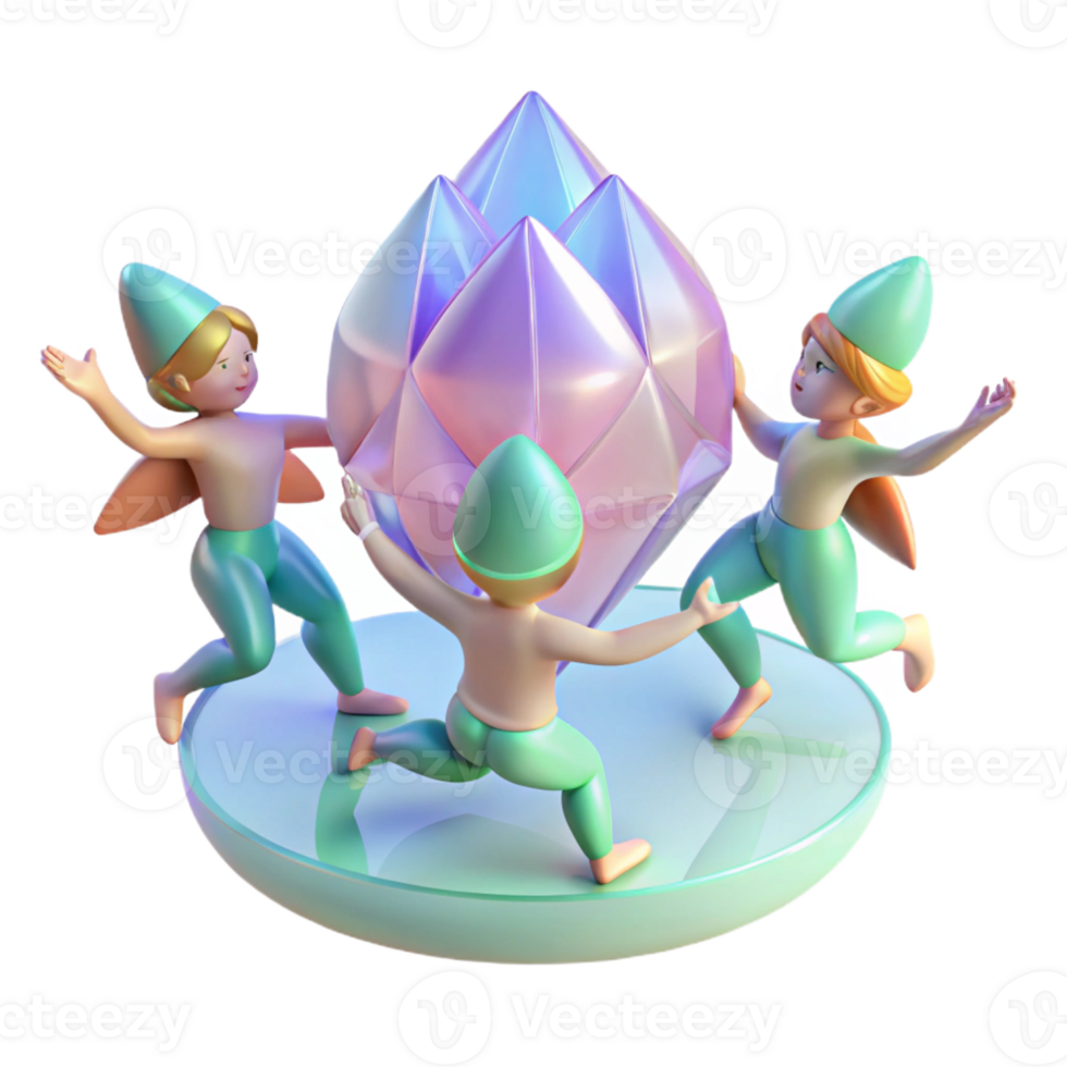 serene vintage A Group of Playful Pixies Dancing in a original png