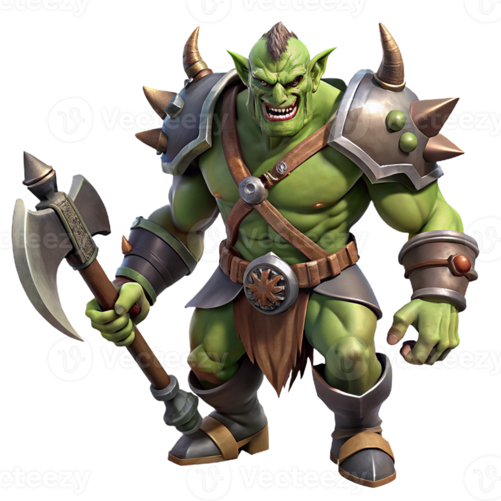 vibrant contemporary A Fierce Orc Warrior with War Paint and high quality png
