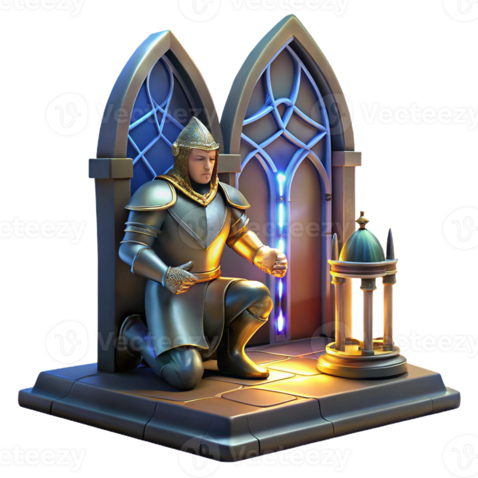 extraordinary contemporary A Noble Knight in Shining Armor Kneeling detailed png