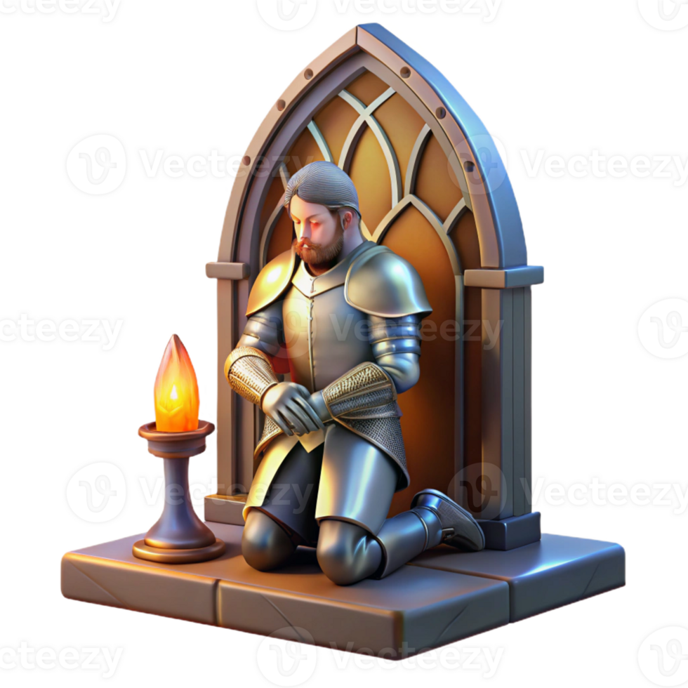 elegant abstract A Noble Knight in Shining Armor Kneeling original png