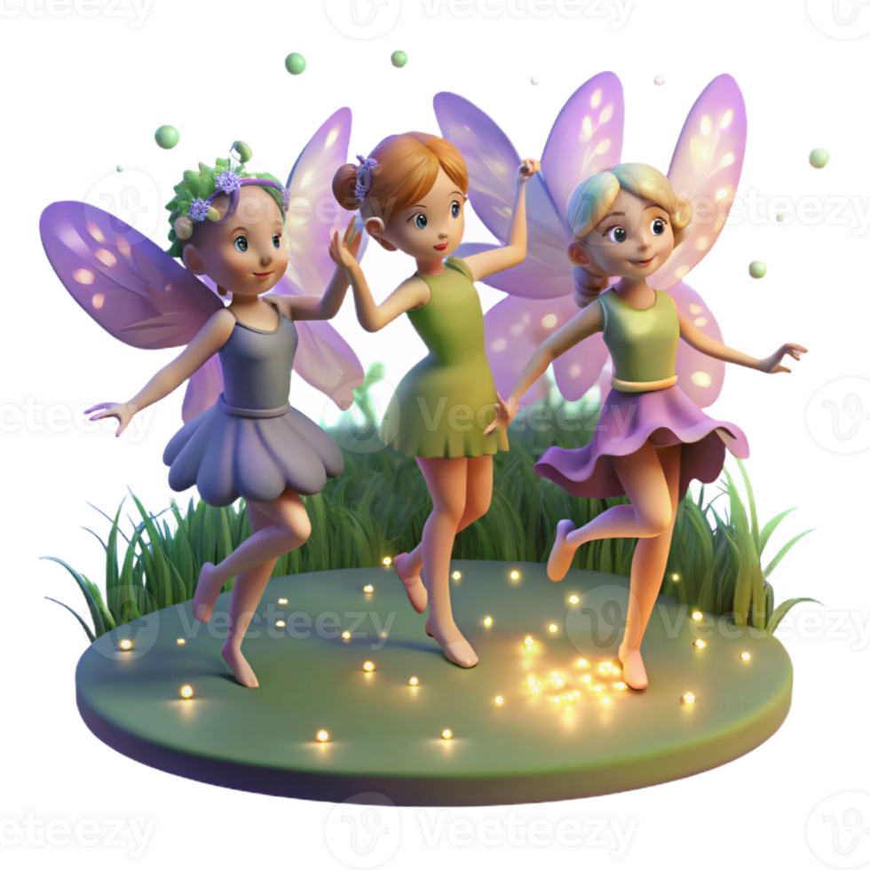 extraordinary creative vibrant artistic A Group of Playful Fairies Dancing in a detailed 4K png