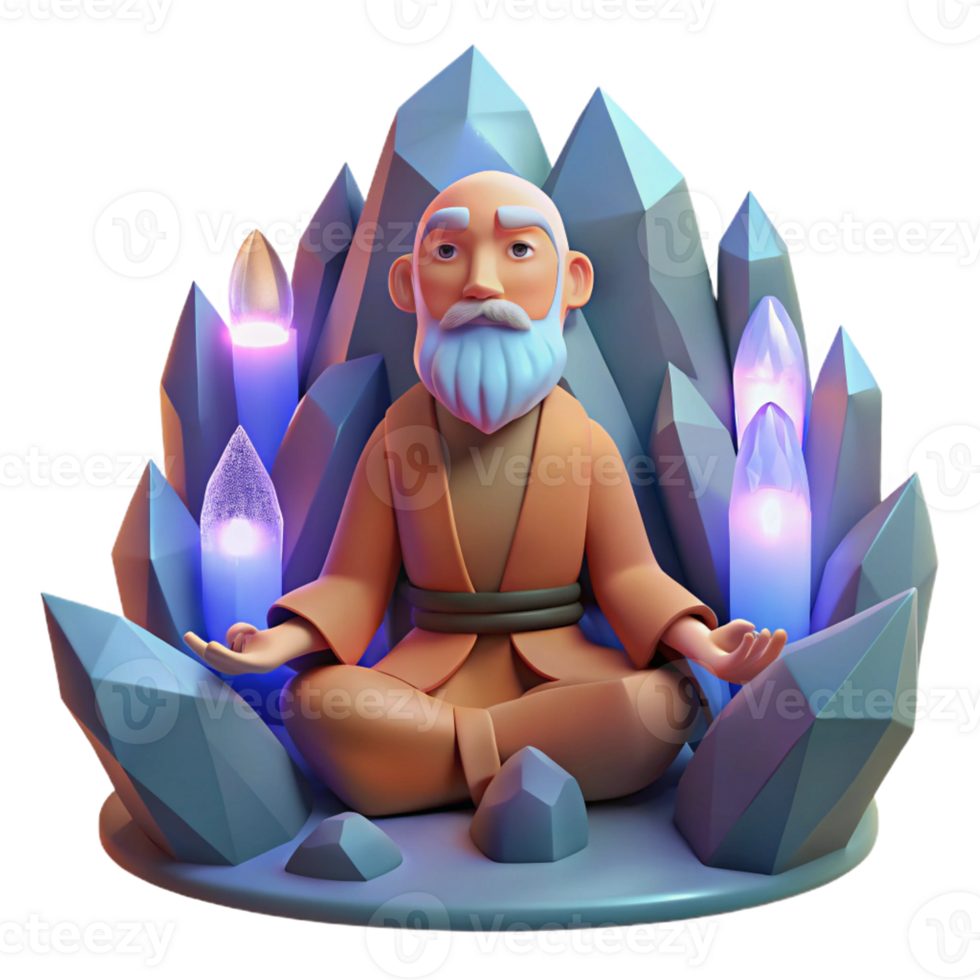 impressive contemporary vibrant contemporary A Wise Old Hermit Meditating in a Mountain original high quality png