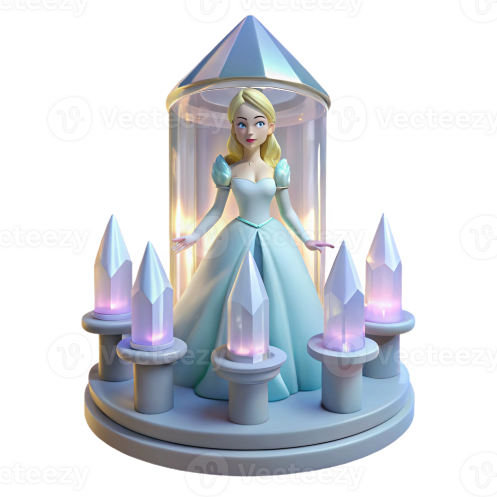 impressive vintage dramatic classic A Princess Trapped in a Crystal detailed professional png