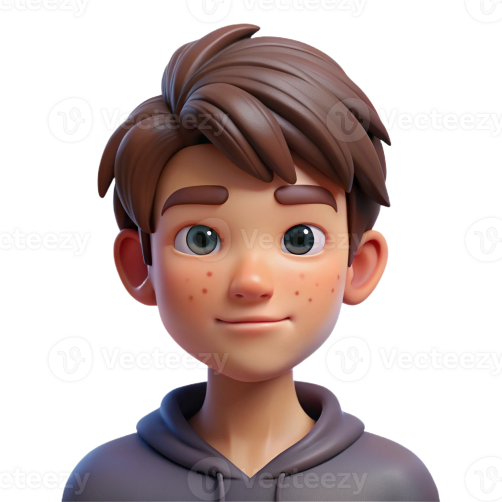 impressive minimalist Portrait of a Teenage Boy with Dark Brown detailed png