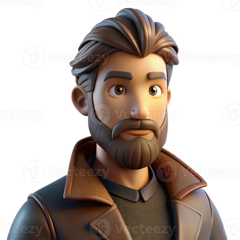 elegant creative Portrait of a Man with a Thick Beard high resolution png