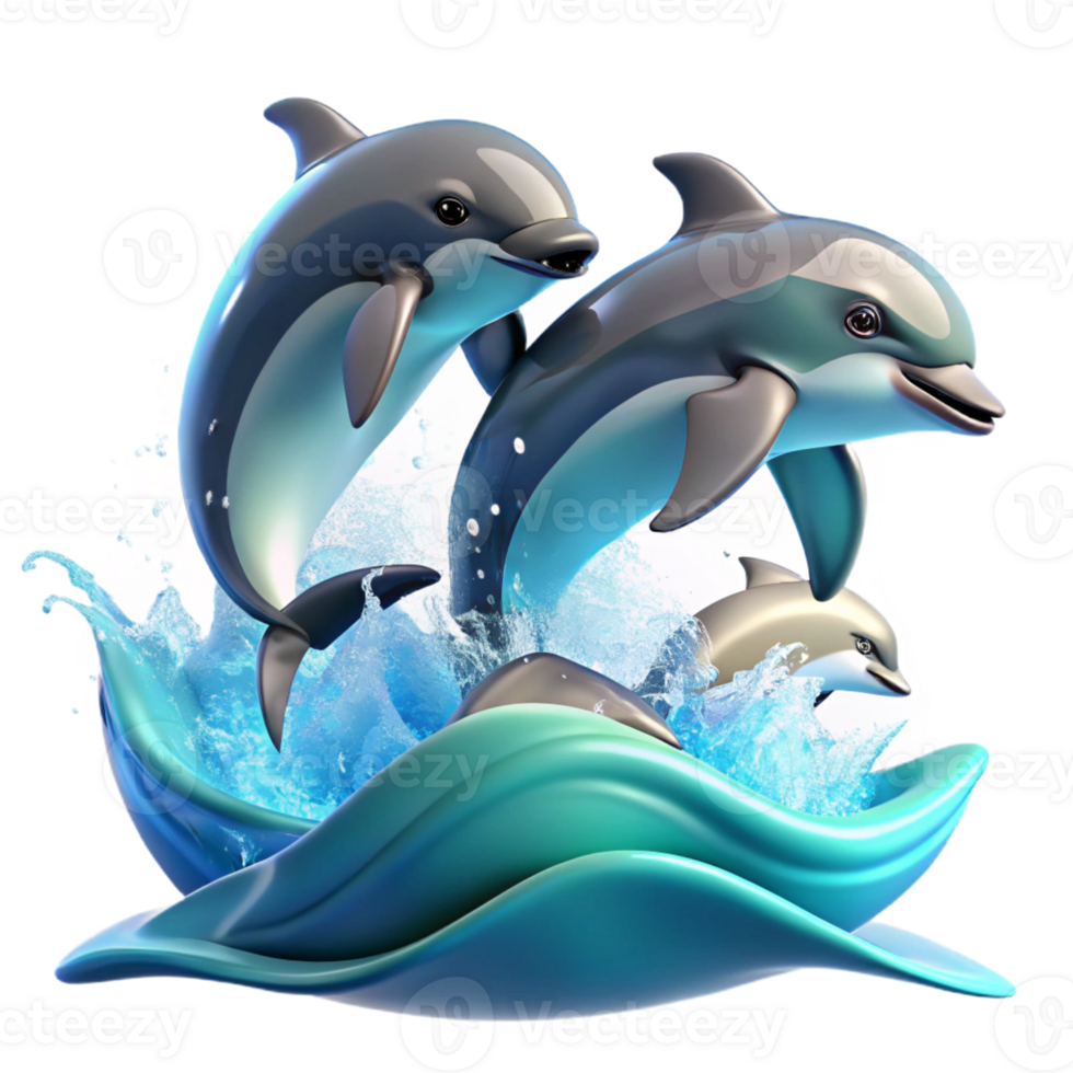 impressive rustic A group of playful dolphins leaping out of the ocean waves, illuminated by bright, midday sunlight, in a dynamic, photorealistic style detailed png