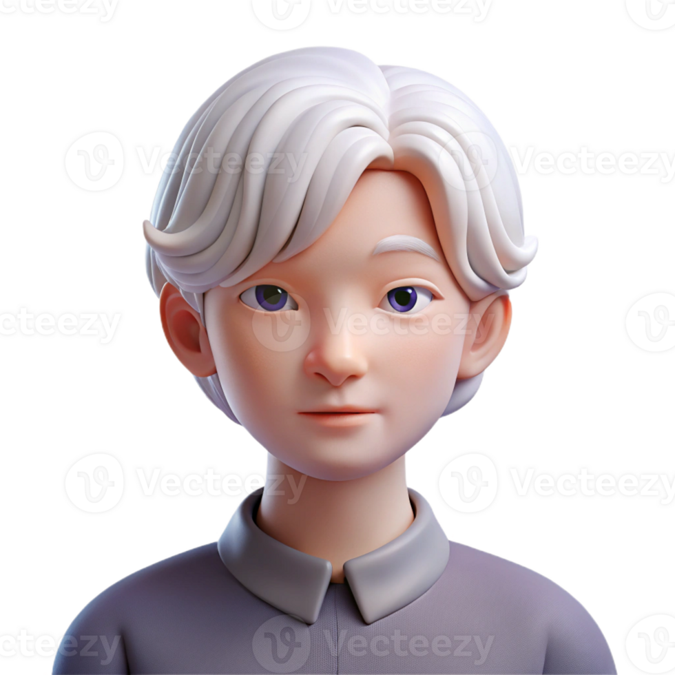 elegant minimalist Portrait of a person with albinism, with striking white hair and pale skin, lit by soft, diffused light, in a classic portrait style authentic png