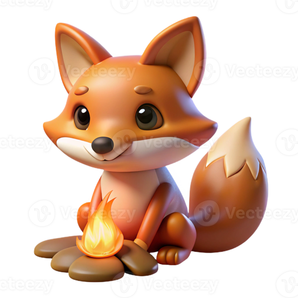 vibrant contemporary A sly fox with a mischievous glint in its eye, illuminated by the warm glow of a campfire, rendered in a cunning, realistic style high resolution png