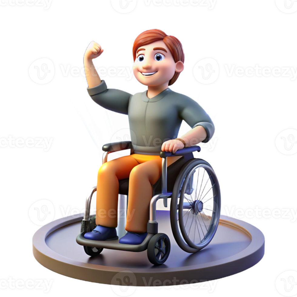 impressive artistic Portrait of a person in a wheelchair, showcasing their strength and resilience, lit by a powerful spotlight, in an empowering style 4K png