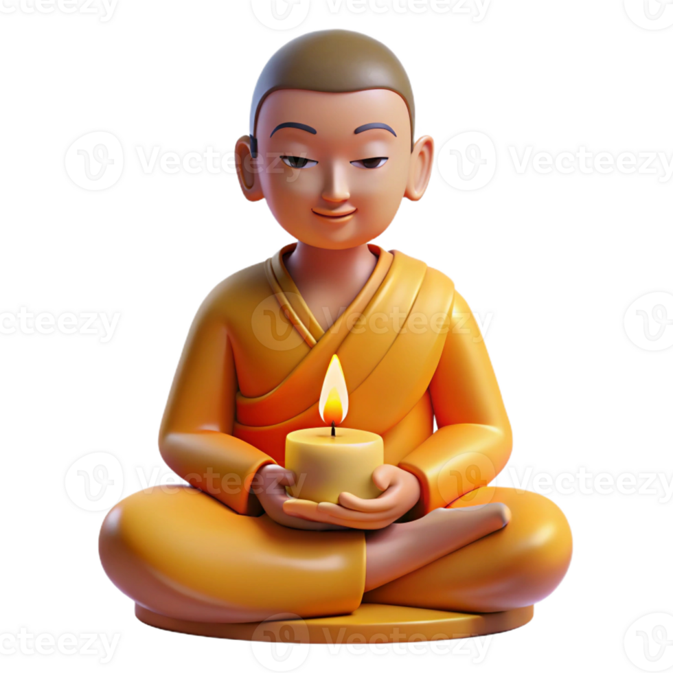 vibrant traditional Portrait of a Buddhist Monk in Meditation detailed png