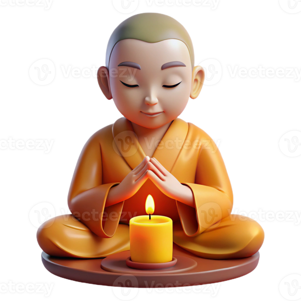 serene classic Portrait of a Buddhist Monk in Meditation genuine png