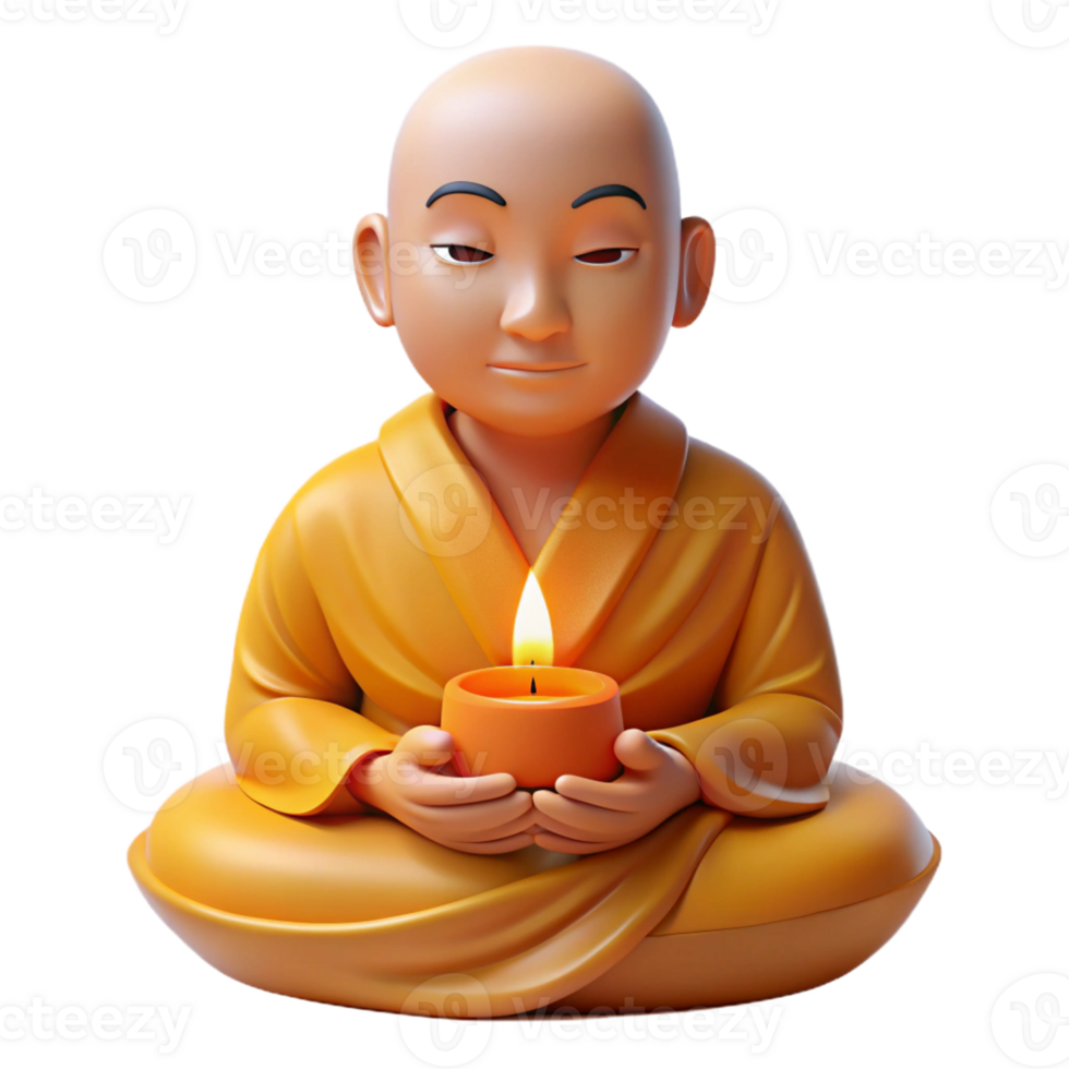 dramatic vintage Portrait of a Buddhist Monk in Meditation 4K png