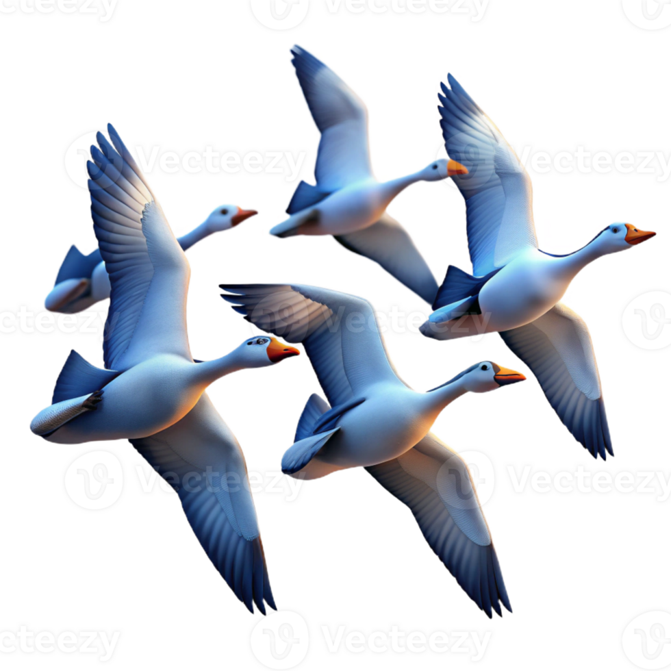 stunning minimalist A Flock of Migratory Birds Flying in a V premium png