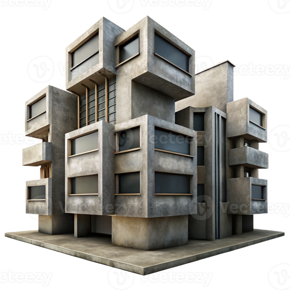 vibrant contemporary beautiful classic Brutalism Concrete Apartment exclusive detailed png