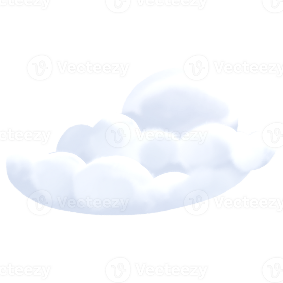 Cute White Fluffy Cloud in Isolated Watercolor Illustration png