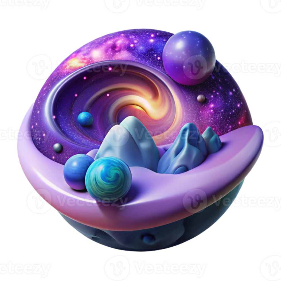 serene creative A cosmic landscape of swirling nebulae and distant galaxies, glowing with vibrant colors, in a space art, abstract style high resolution png