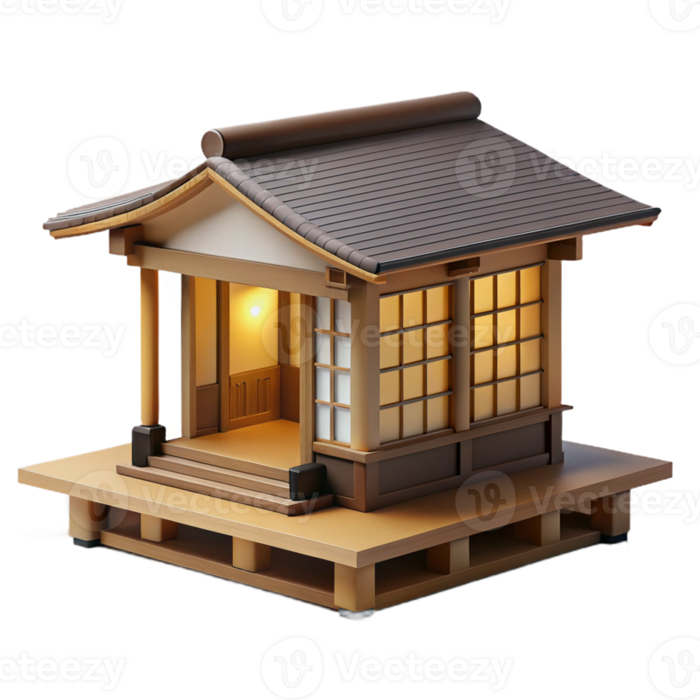 serene traditional Japanese tea house, minimalist design, natural wood and paper, soft diffuse lighting, zen style genuine png