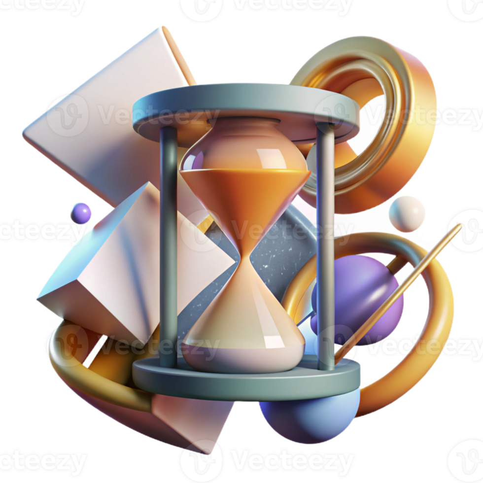 wonderful minimalist An abstract representation of time, using fragmented, overlapping shapes and distorted perspectives, lit by a flickering, ephemeral light, in a surrealist style original png