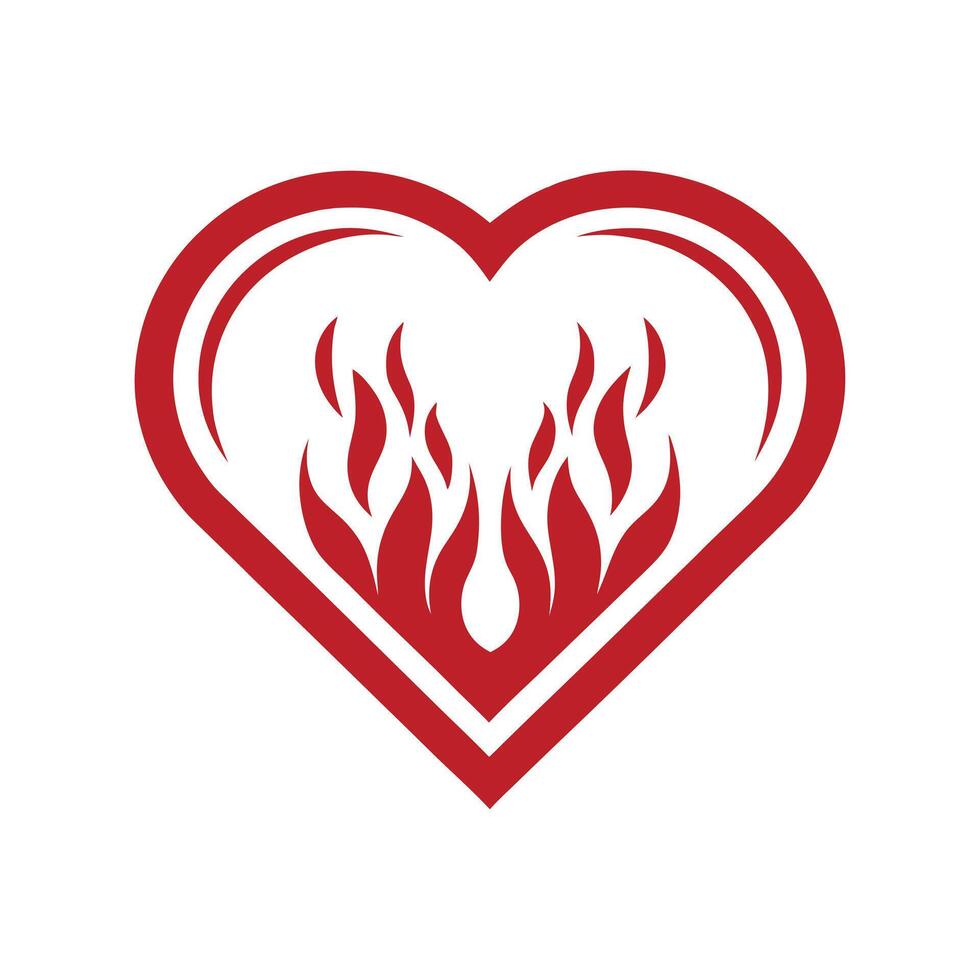 Minimalist Heart Flames Design vector