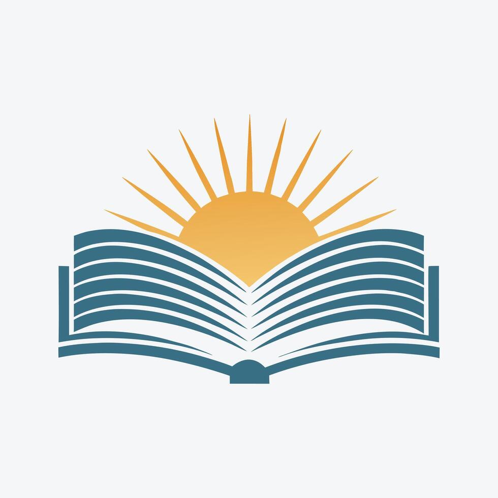 Open Book with Rising Sun Design vector