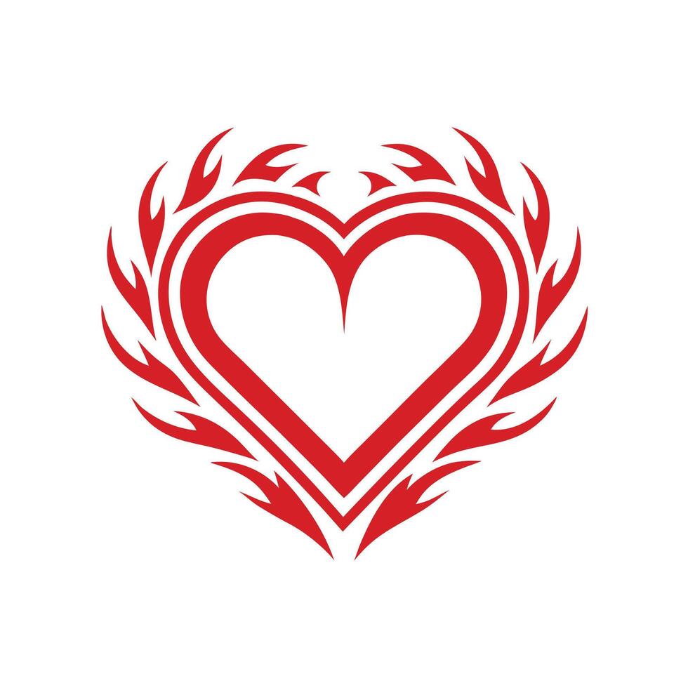 Fire Heart Logo Icon design vector