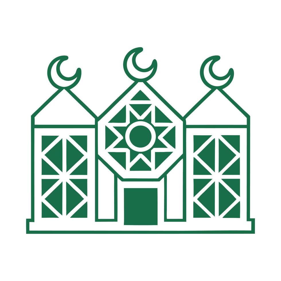 Green Mosque Icon with Crescent Moons vector