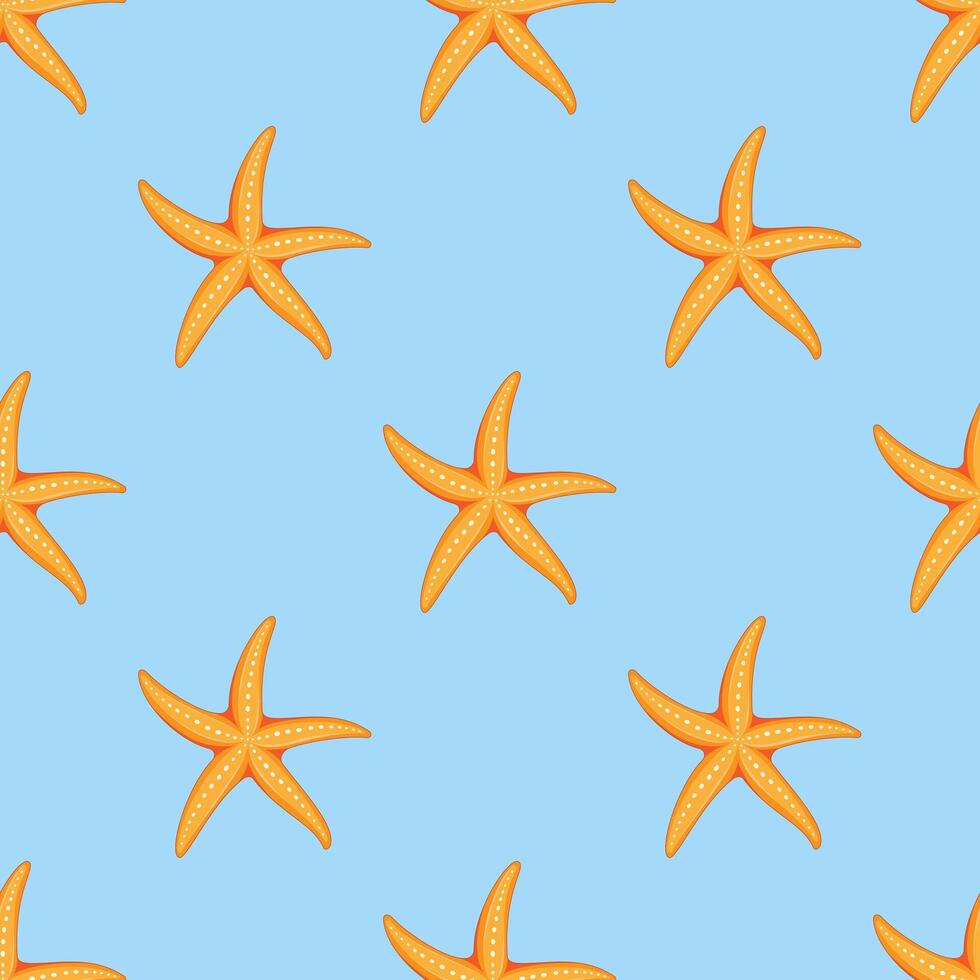 A beautiful, seamless pattern featuring starfish on a lovely blue background vector