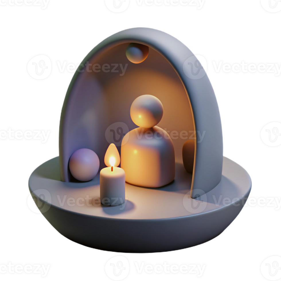 impressive creative A melancholic, abstract representation of loneliness, using muted colors and isolated shapes, lit by a single, dim light, in a surrealist style premium png