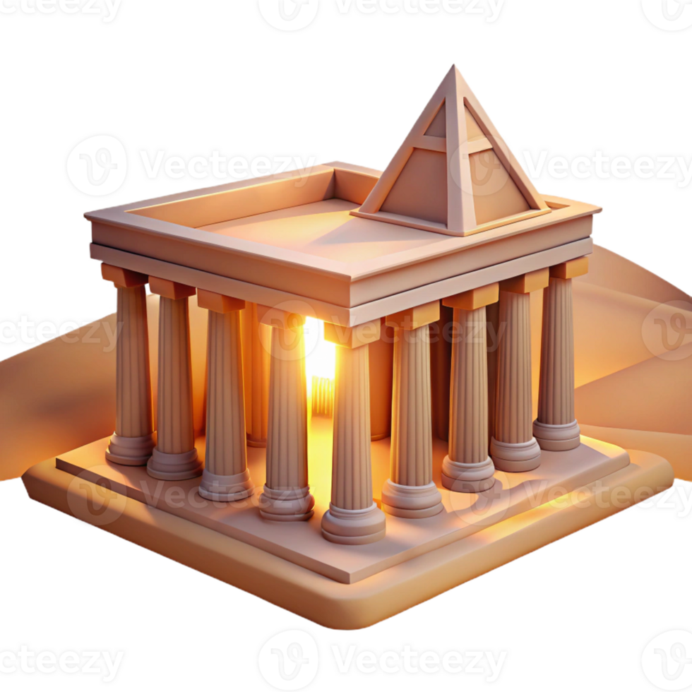 wonderful contemporary Ancient Egyptian temple, hieroglyphics, desert sunset lighting, historical illustration style 4K png