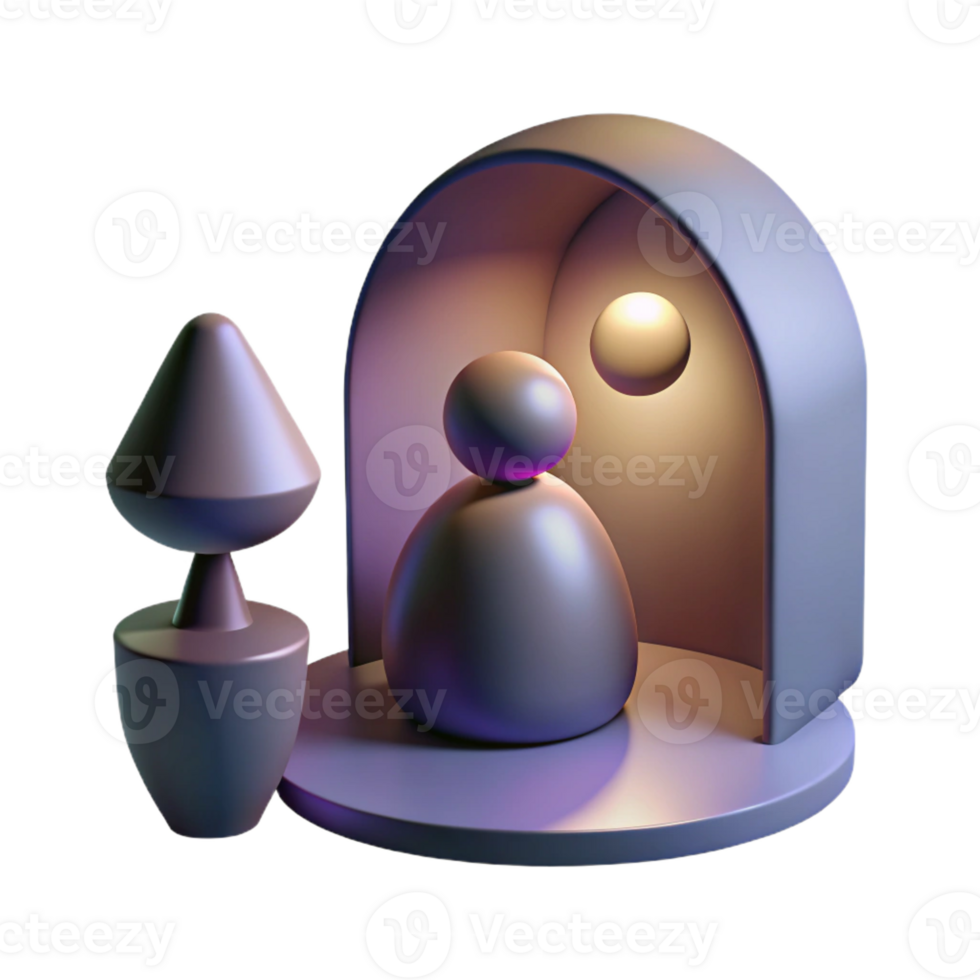 serene artistic A melancholic, abstract representation of loneliness, using muted colors and isolated shapes, lit by a single, dim light, in a surrealist style high resolution png