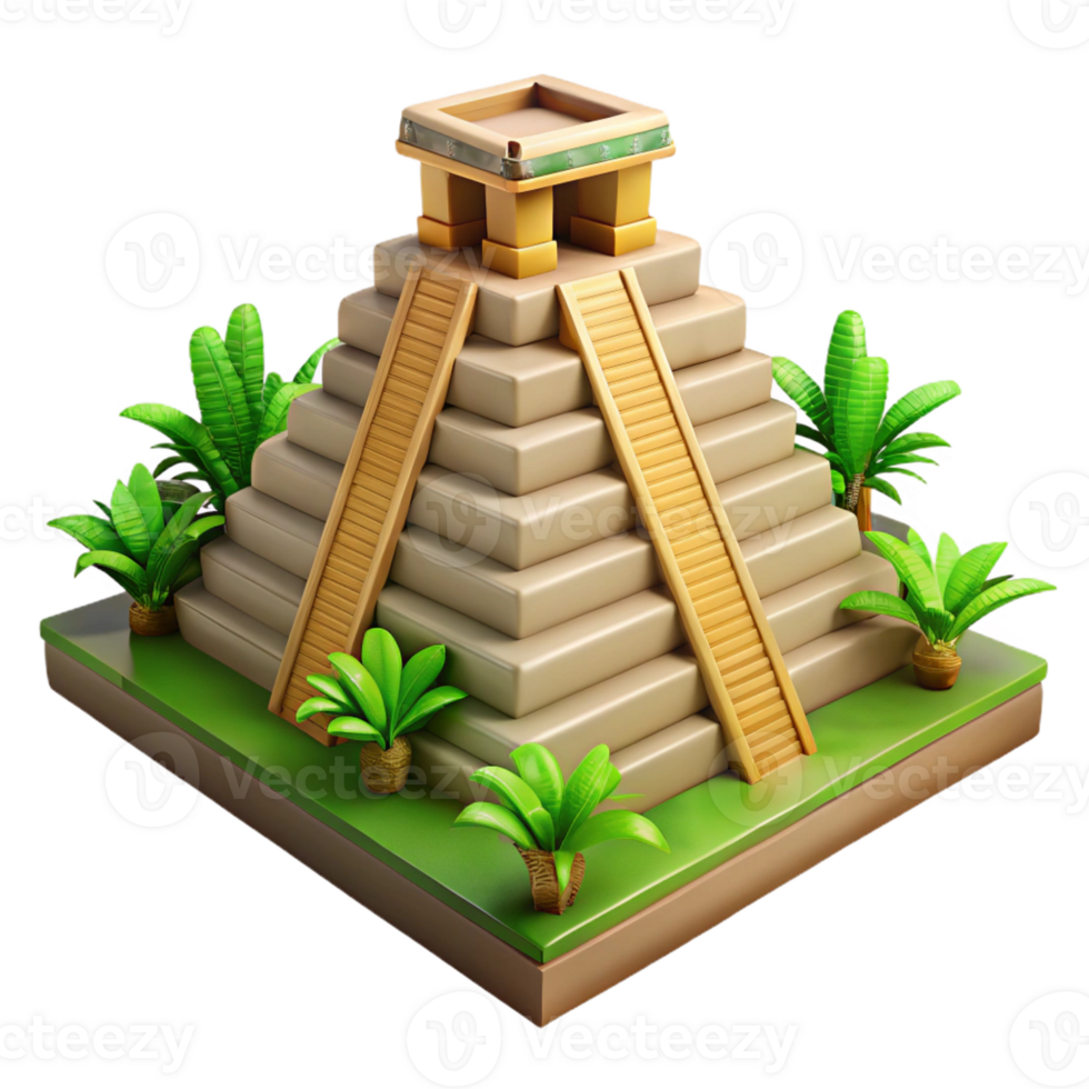 vibrant classic Mayan pyramid, intricate carvings, jungle lighting, archaeological style genuine png