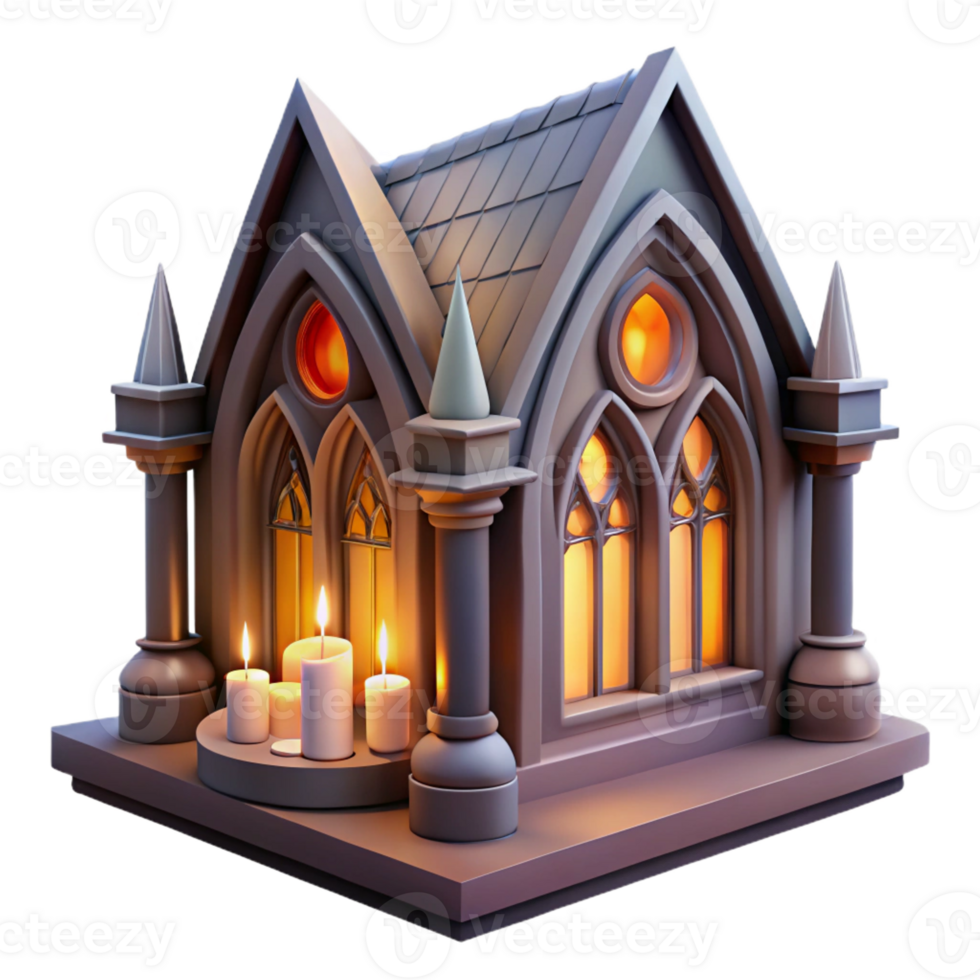 wonderful creative Gothic revival library, tall arched windows, warm candlelight, romantic style exclusive png