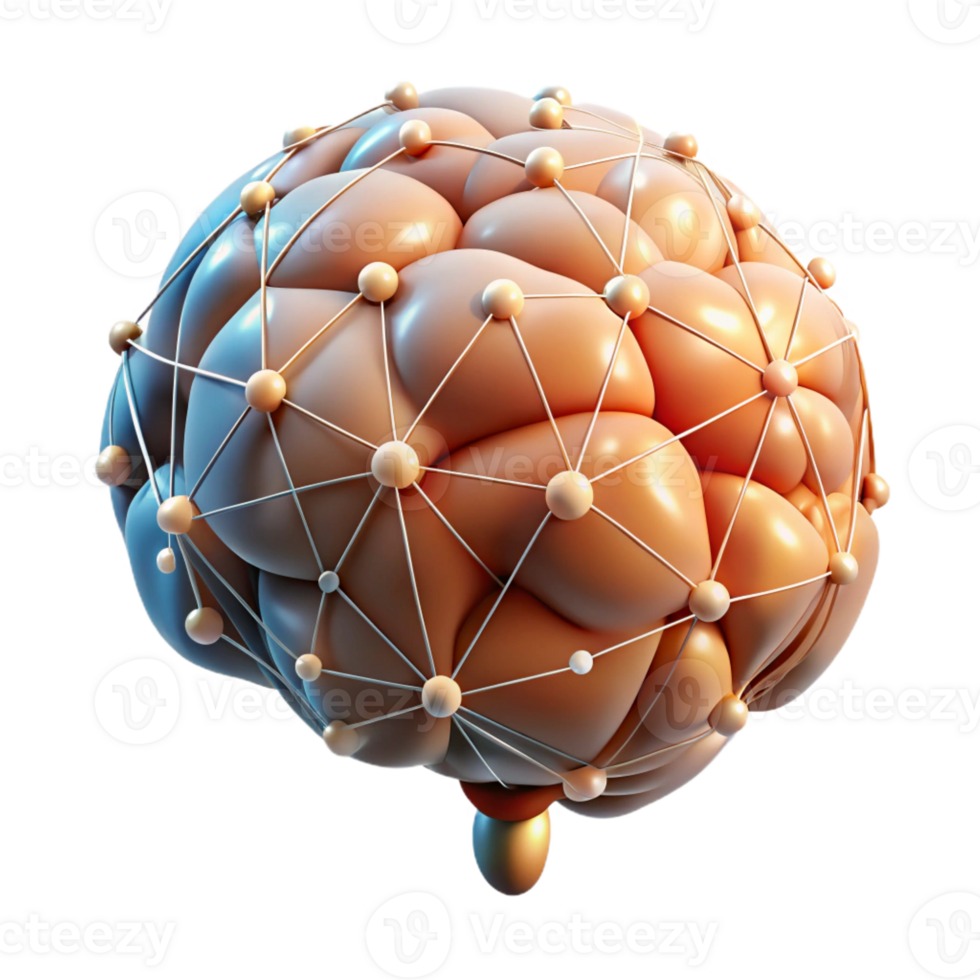 dramatic minimalist A complex, abstract representation of the human brain, using interconnected lines and glowing nodes, illuminated by neural activity, in a scientific, abstract style high resolution png