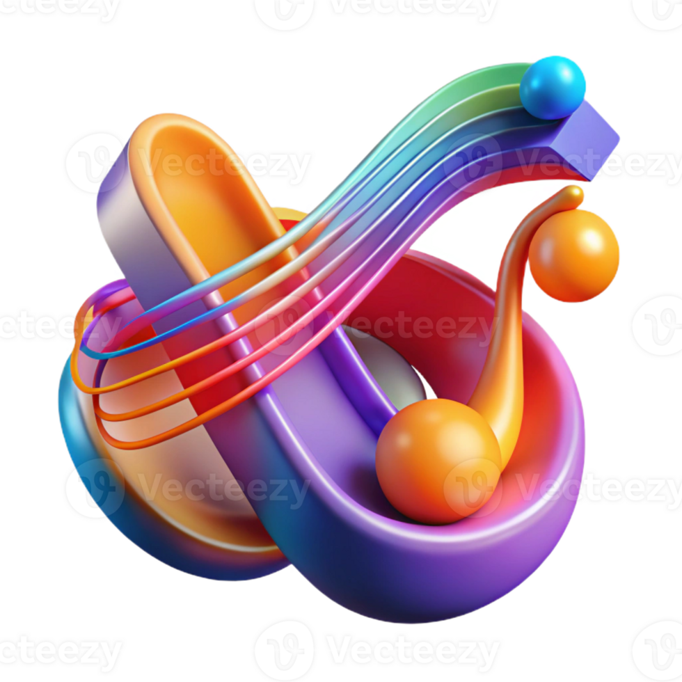 wonderful artistic An abstract representation of music, using flowing lines and vibrant colors, illuminated by stage lighting, in a jazz-inspired style premium png