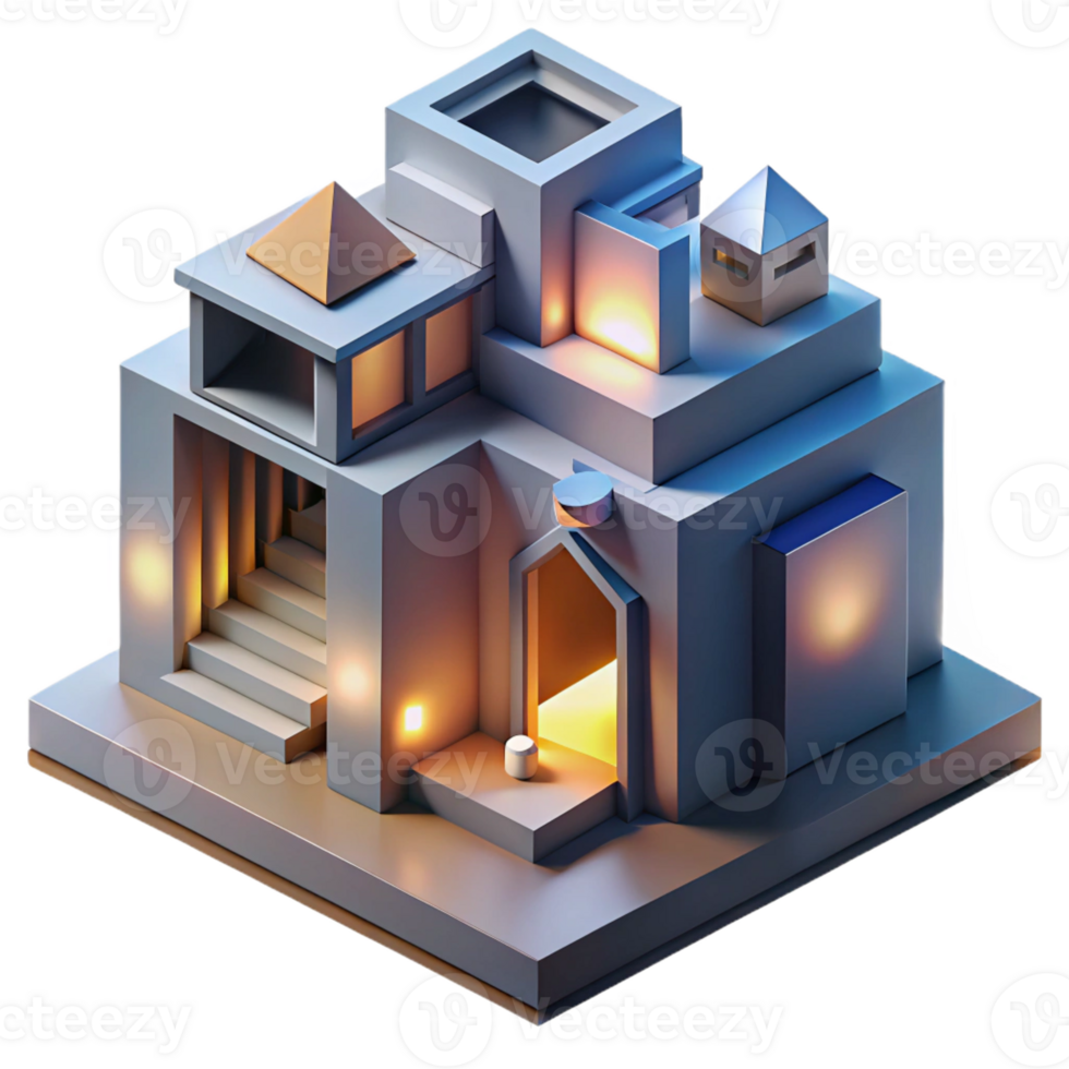 impressive creative An abstract representation of architecture, using geometric shapes and strong lines, illuminated by dramatic lighting, in a Brutalist architectural style genuine png