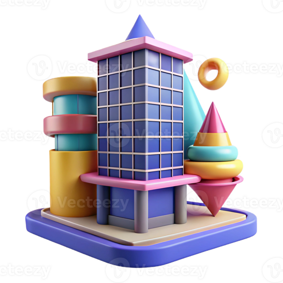 serene modern Postmodern Office Tower Playful Geometric professional png