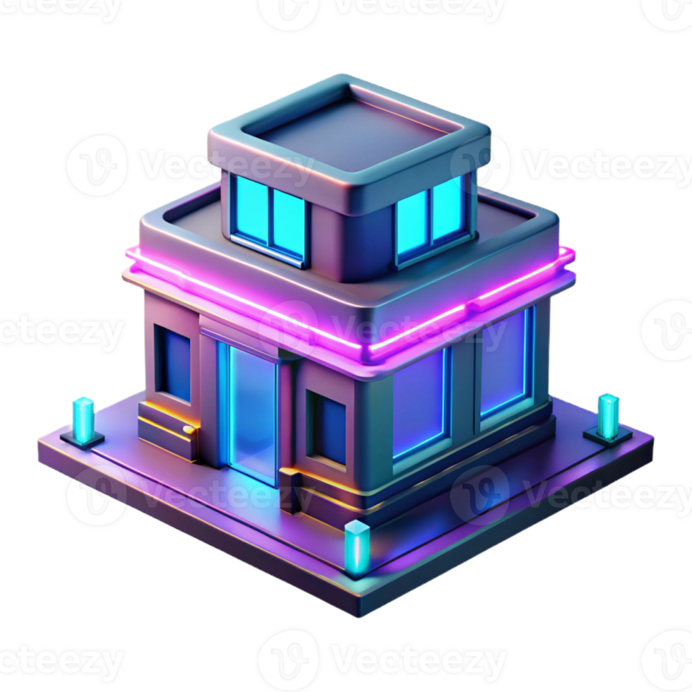 stunning modern Metaverse Building Pixelated Design Neon high resolution png
