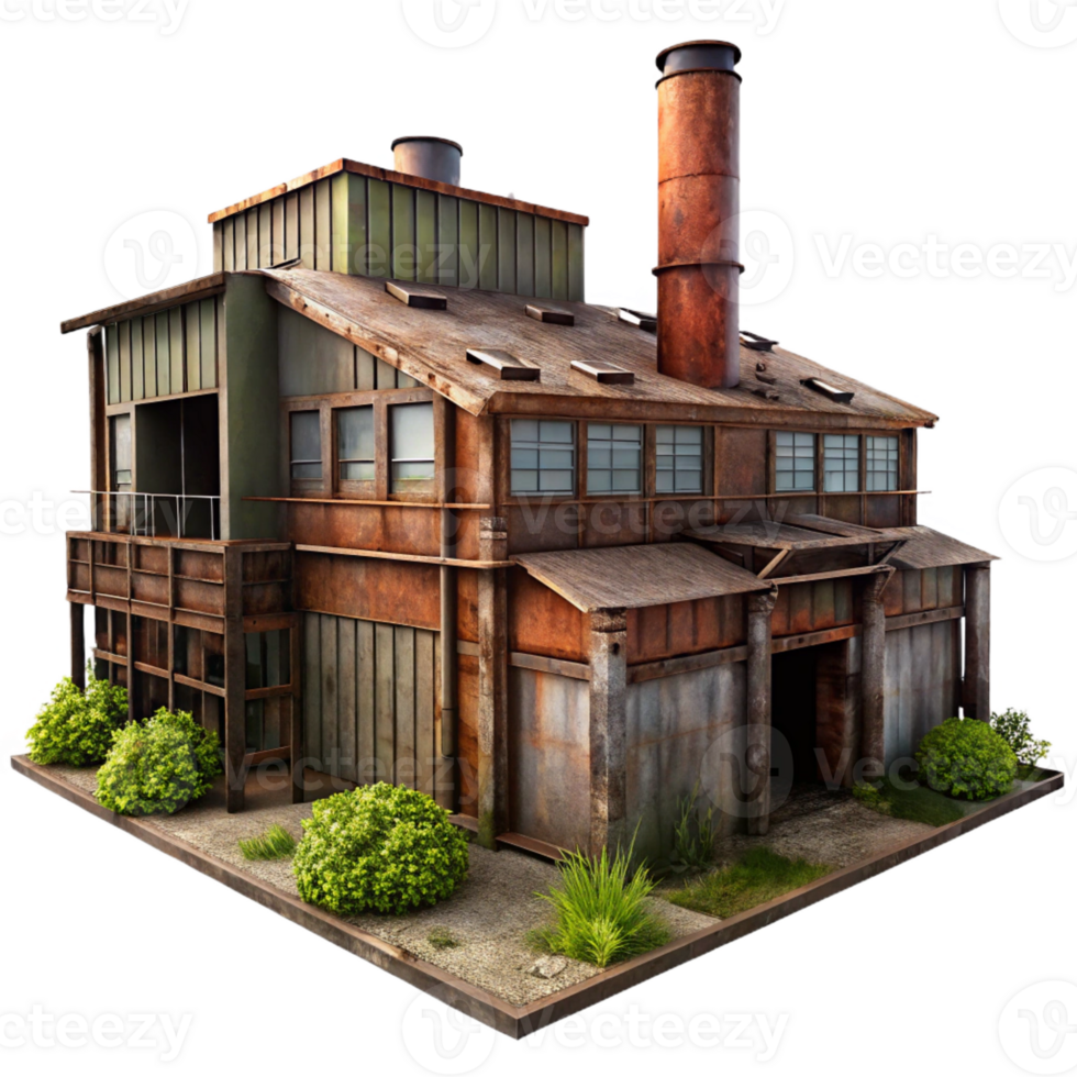 impressive abstract Abandoned Industrial Building Rusted high quality png