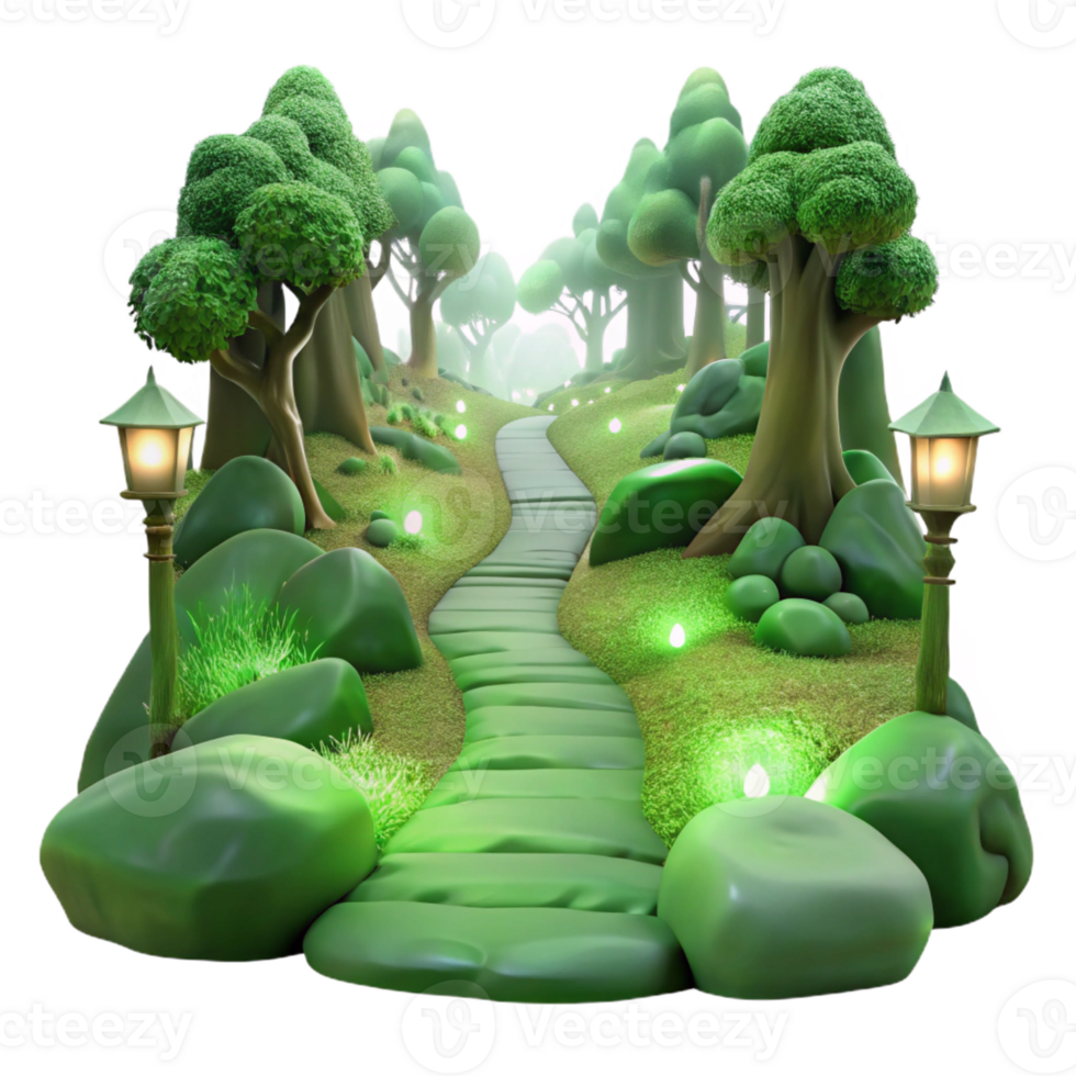 wonderful abstract A Serene Forest Path Covered in Moss Soft original png