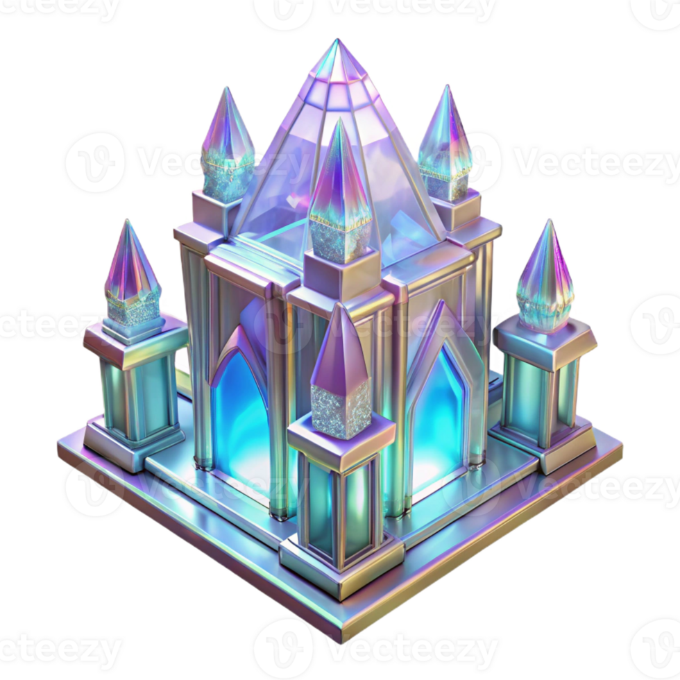 dramatic classic Crystal palace, transparent structure, iridescent lighting, fantasy style exclusive png