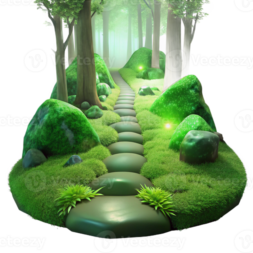 stunning classic A Serene Forest Path Covered in Moss Soft high quality png