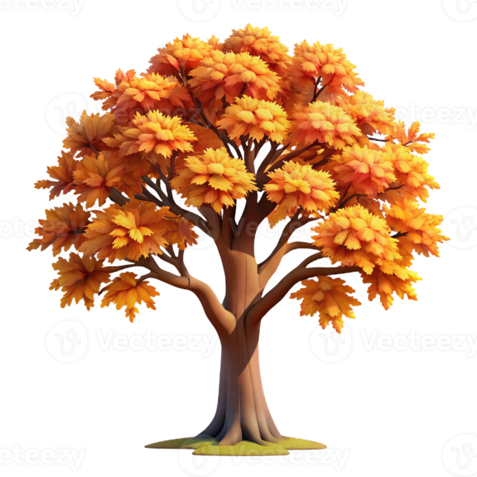 magnificent minimalist A Majestic Oak Tree in Autumn Vibrant premium png