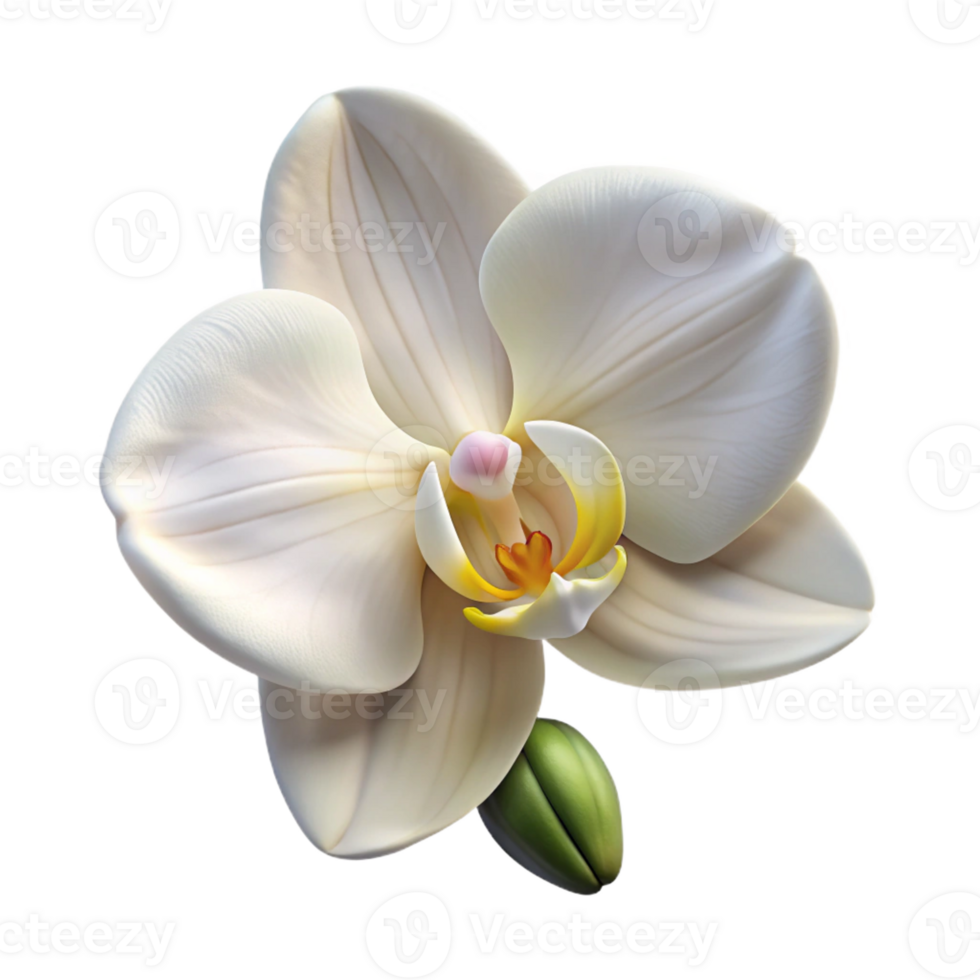 extraordinary modern A single, perfect white orchid, delicate and elegant, soft diffused lighting, botanical illustration style genuine png