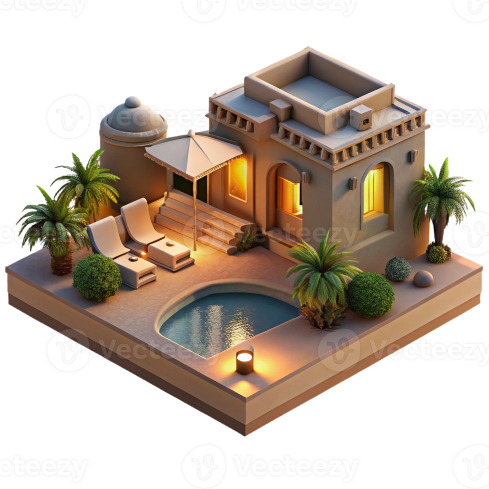 dramatic abstract beautiful contemporary Desert Oasis Resort Rammed Earth genuine detailed png