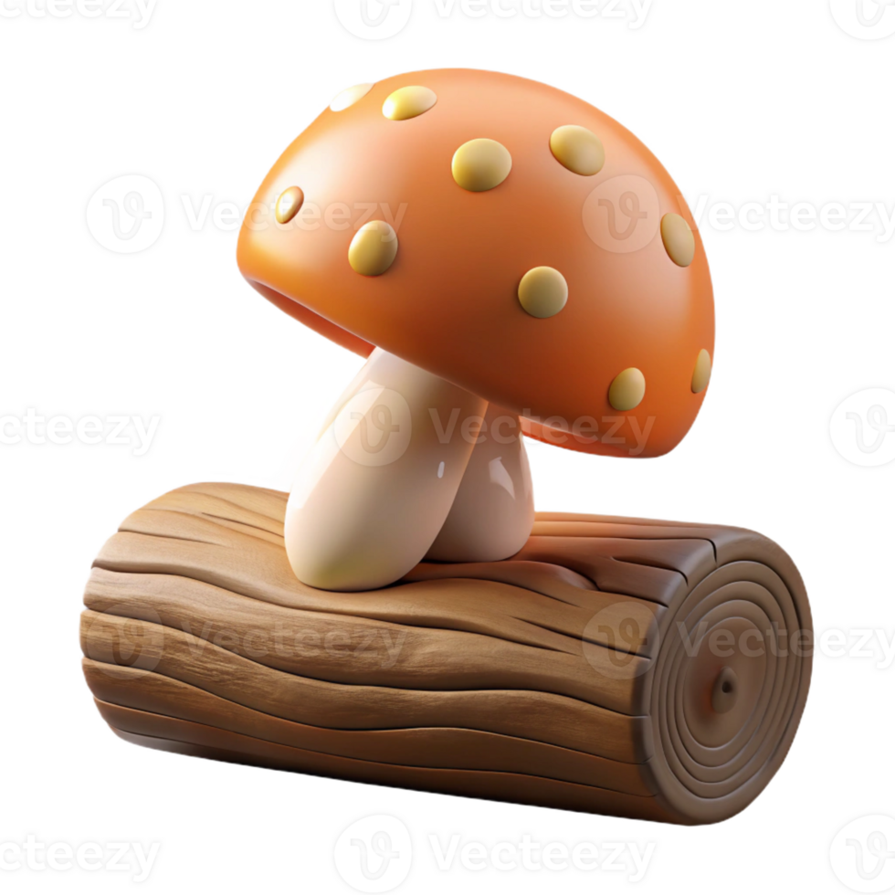 extraordinary vintage A mushroom growing on a fallen log, intricate details, soft diffused lighting, macro photography original png