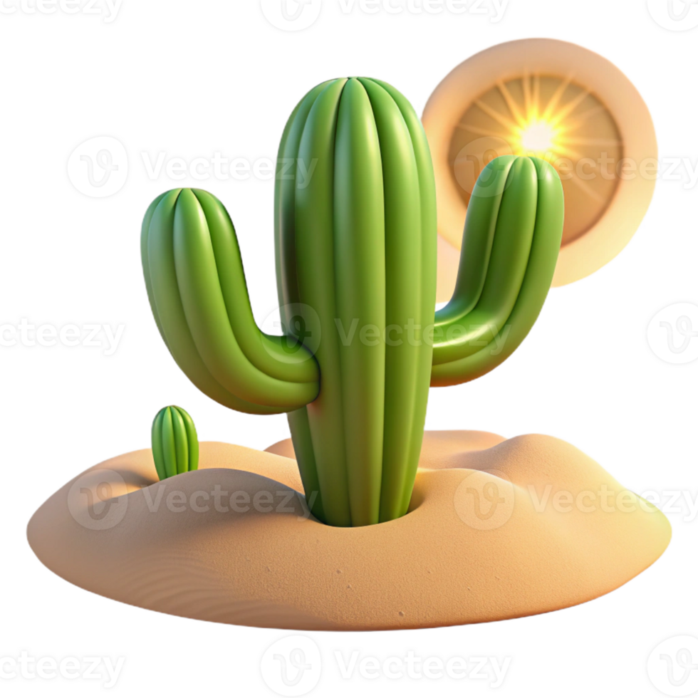 impressive creative A cactus in the desert, stark and beautiful, harsh sunlight, realistic style authentic png